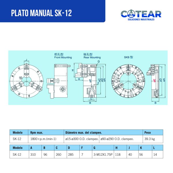 PLATO MANUAL 12" COMPLETO - Imagen 3